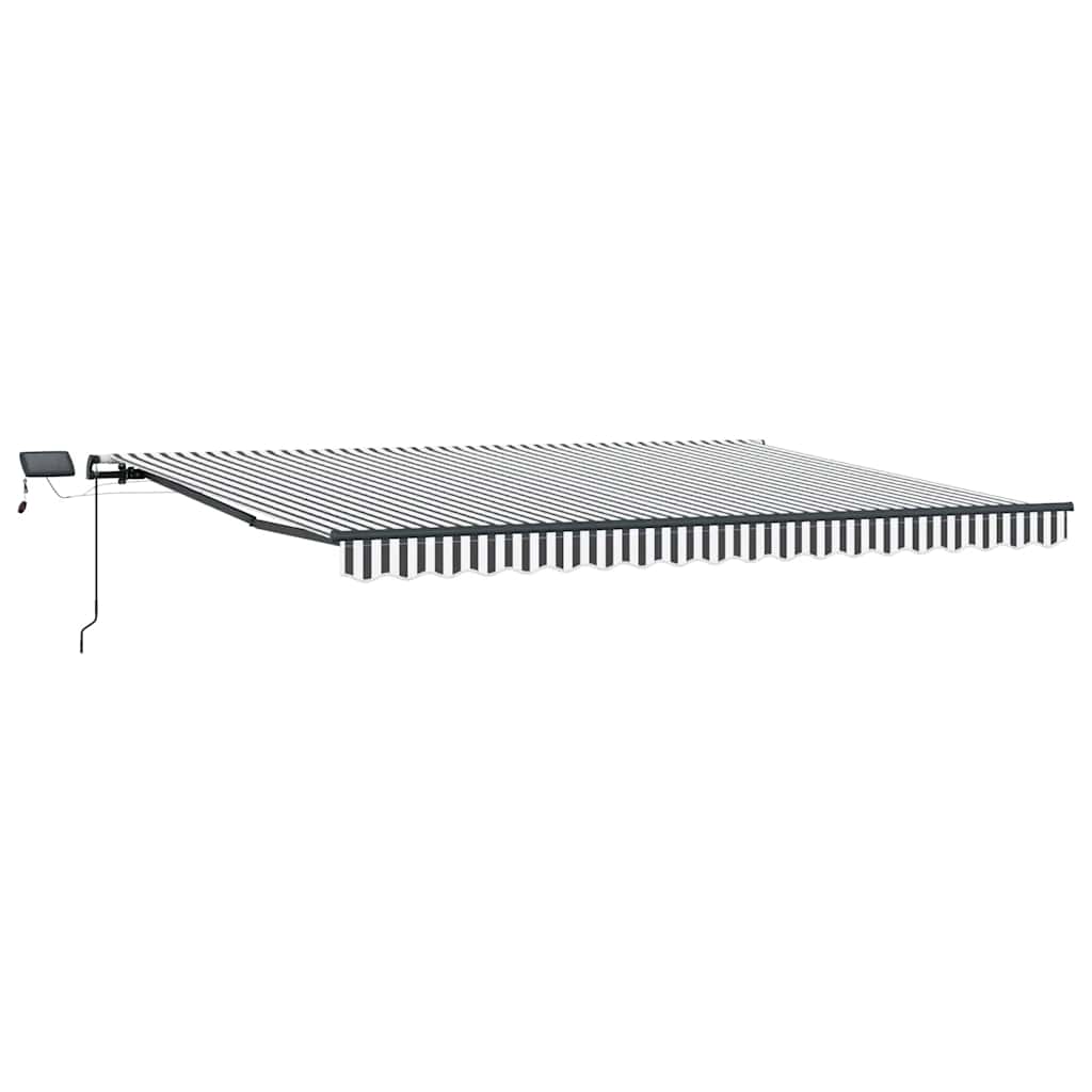 antracitszürke-fehér LED-es kézi napellenző 400 x 300 cm