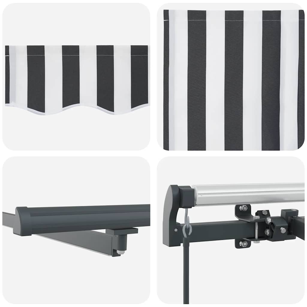 antracitszürke-fehér LED-es kézi napellenző 400 x 300 cm