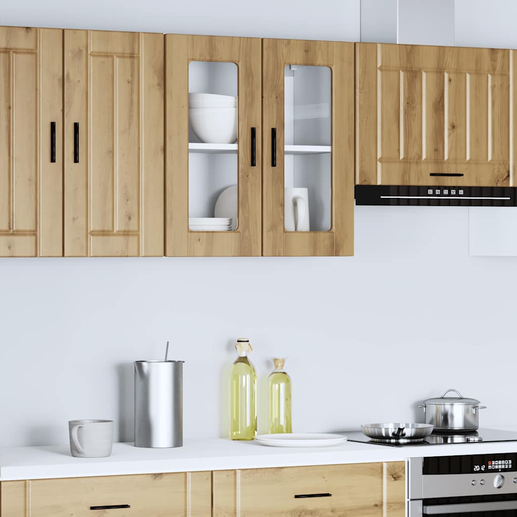 konyhai fali szekrény üvegajtóval "Porto" Artisan Oak