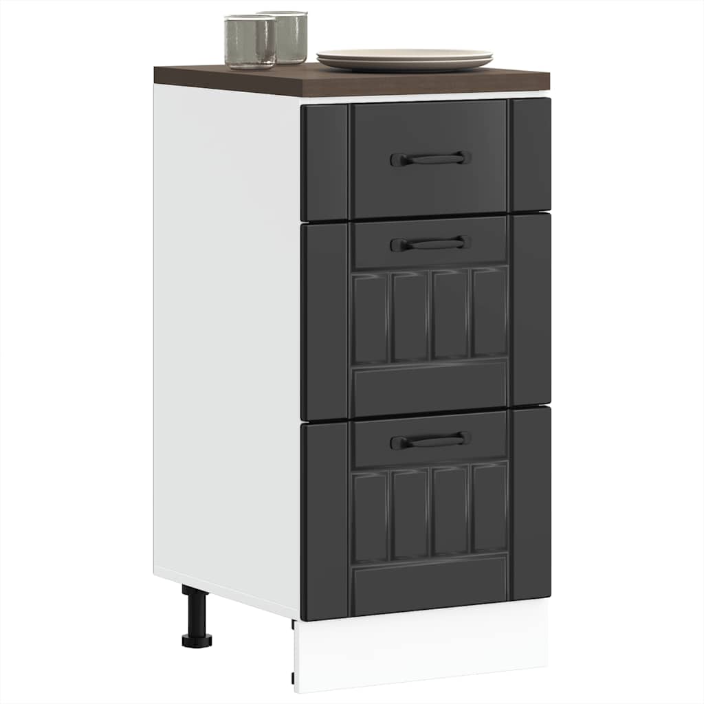 fekete, műfa konyhaszekrény „Lucca”