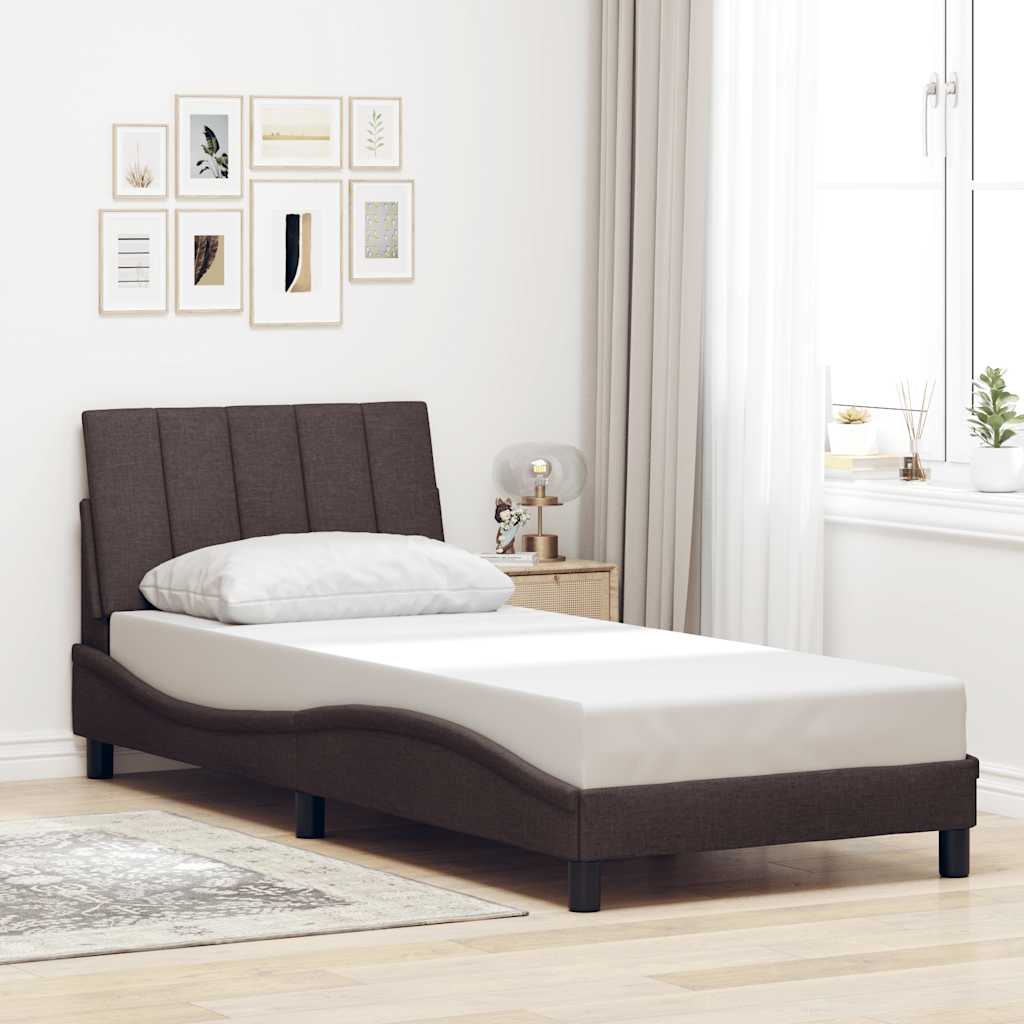 sötétbarna szövet ágykeret matrac nélkül Hanko 90x190 cm