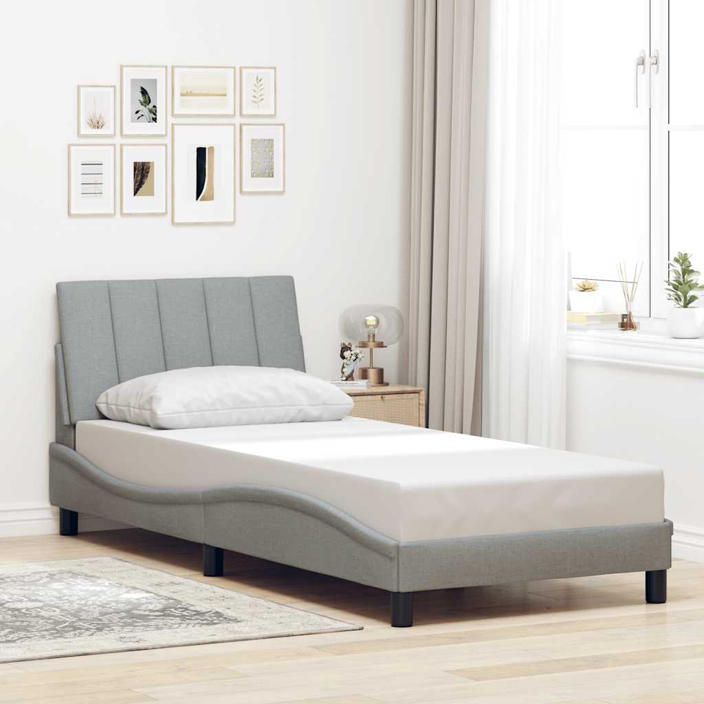 világosszürke szövet ágykeret matrac nélkül Hanko 90x200 cm