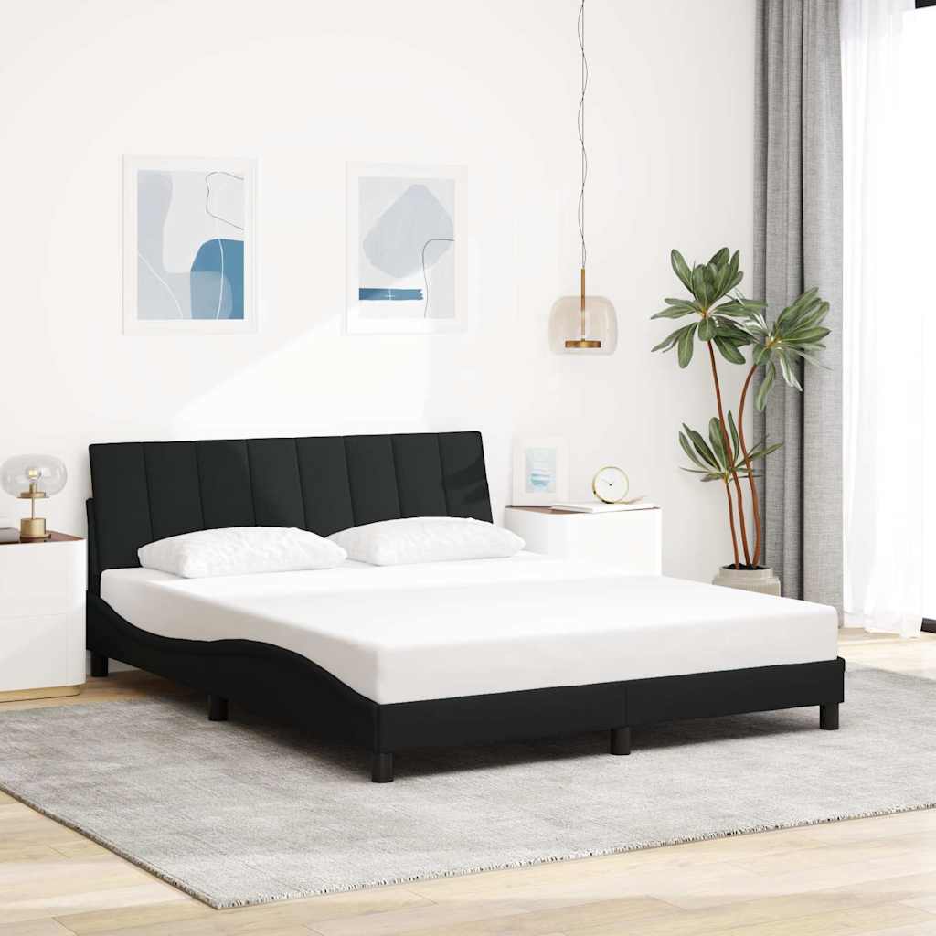 fekete szövet ágykeret matrac nélkül Hanko 160 x 200 cm
