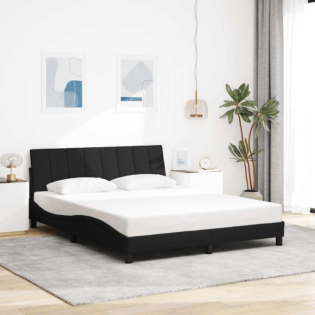 fekete szövet ágykeret matrac nélkül Hanko 160 x 200 cm