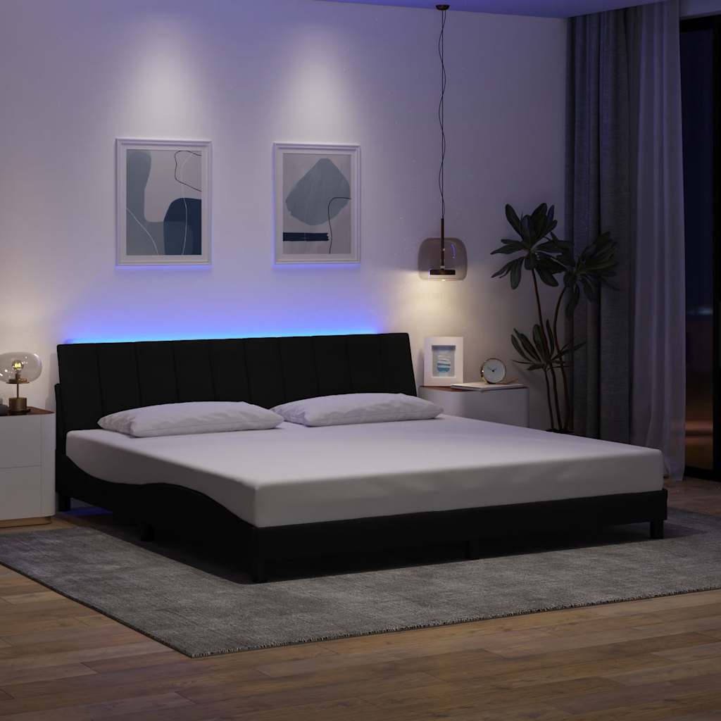 fekete szövet ágykeret matrac nélkül Hanko 200 x 200 cm