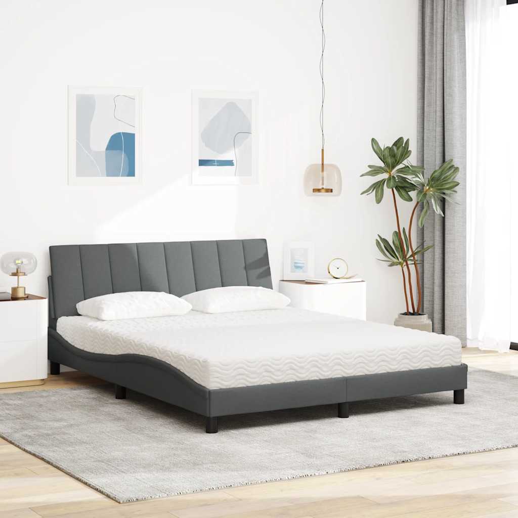 ágy matraccal Hanko Sötét szürke 160x200 cm szövet