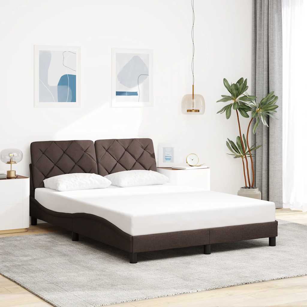 sötétbarna szövet ágykeret matrac nélkül 120x200 cm