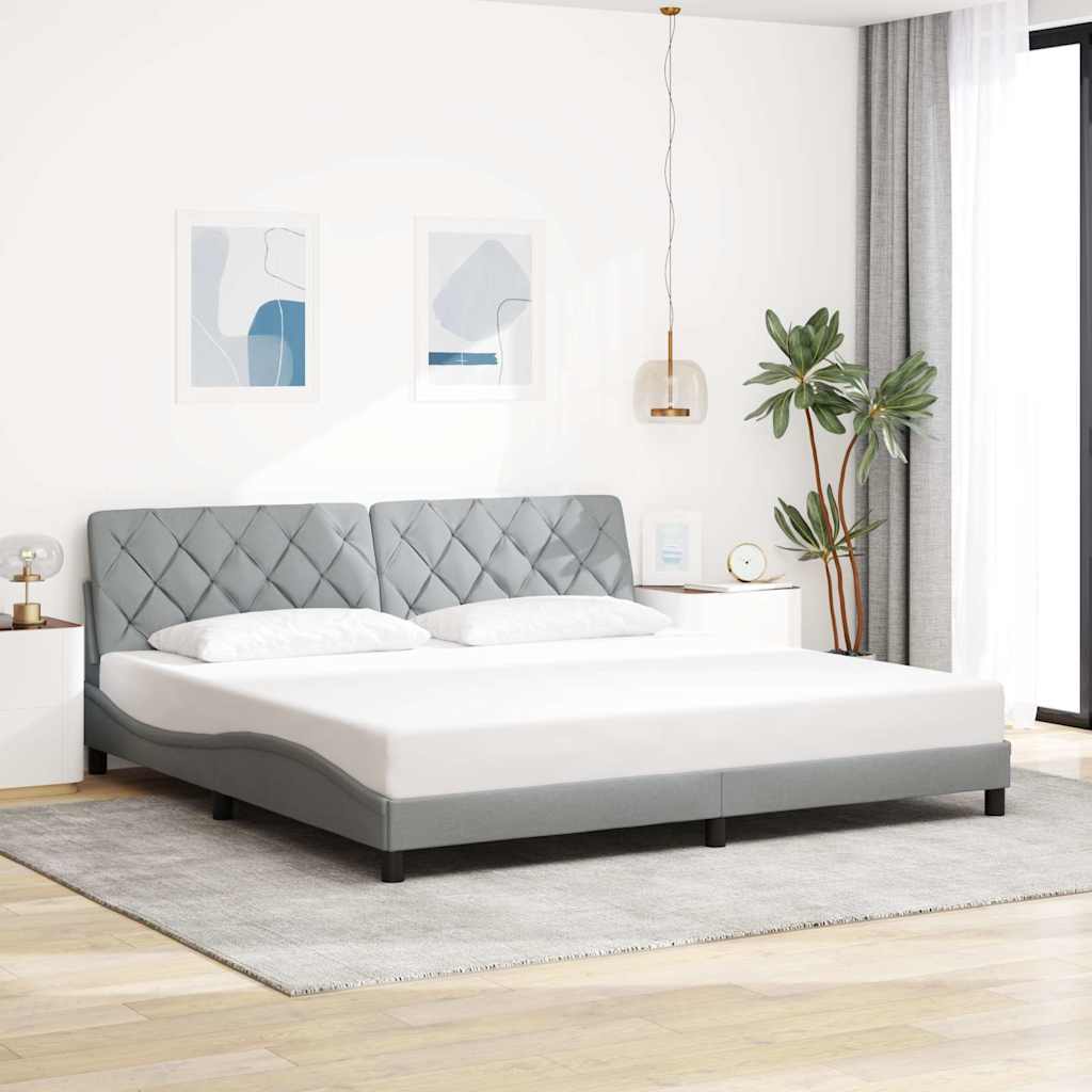 világosszürke szövet ágykeret matrac nélkül 200 x 200 cm