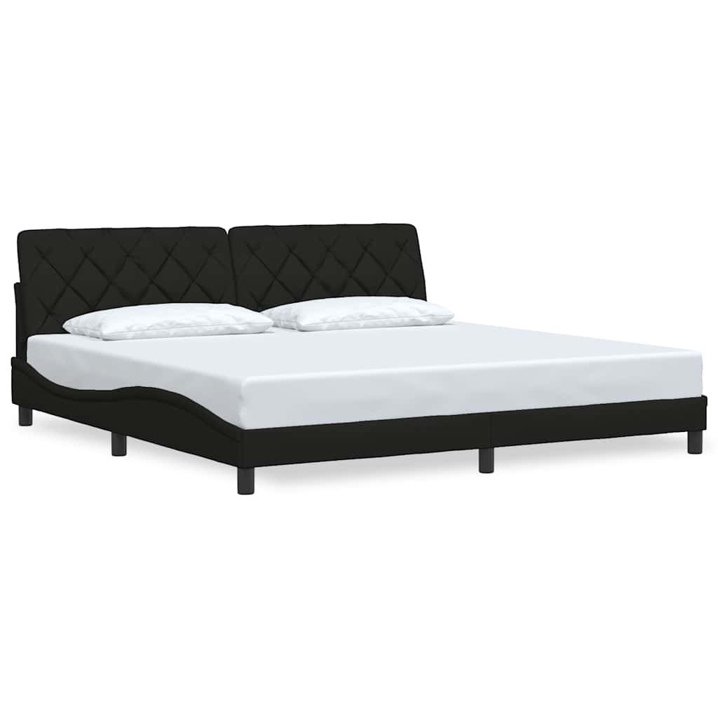 fekete szövet ágykeret matrac nélkül 200 x 200 cm