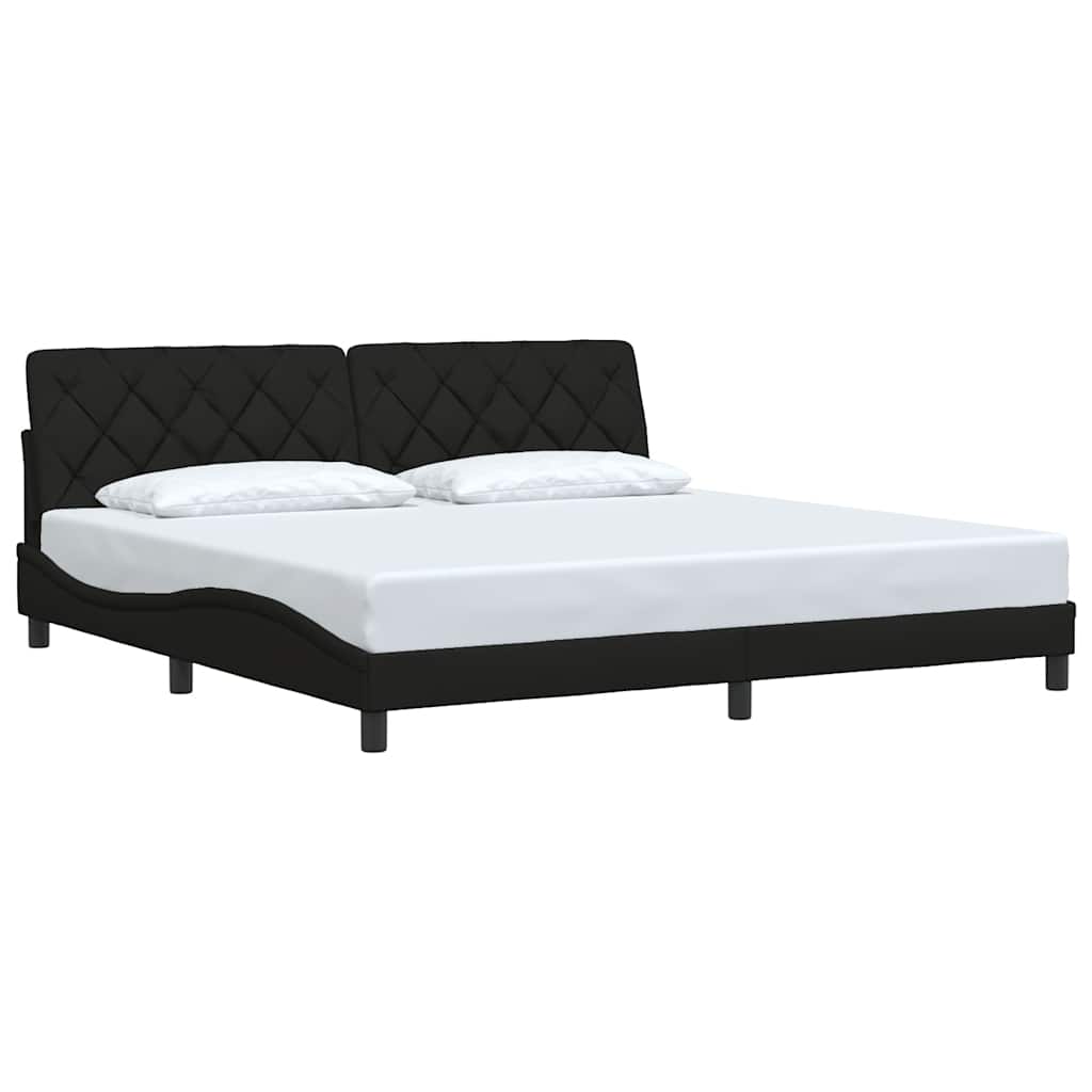 fekete szövet ágykeret matrac nélkül 200 x 200 cm