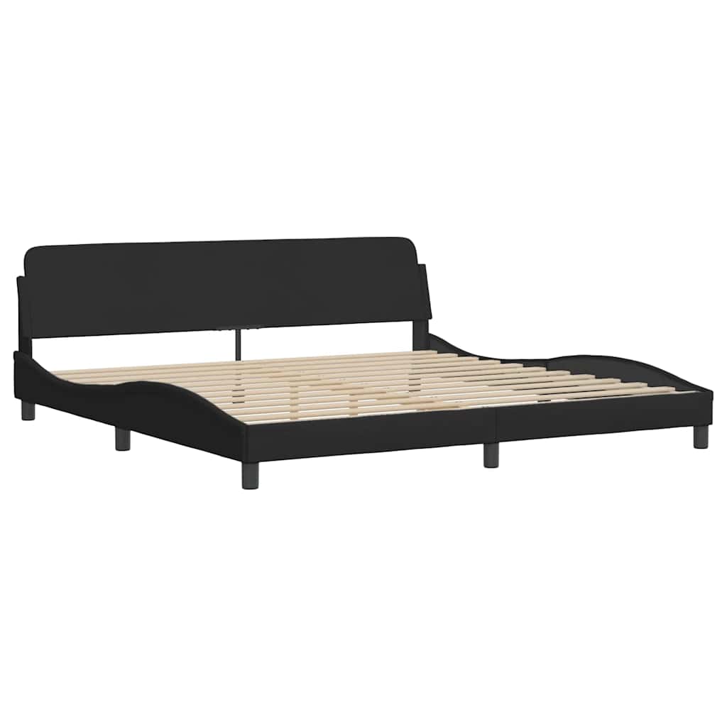 fekete szövet ágykeret matrac nélkül 200 x 200 cm