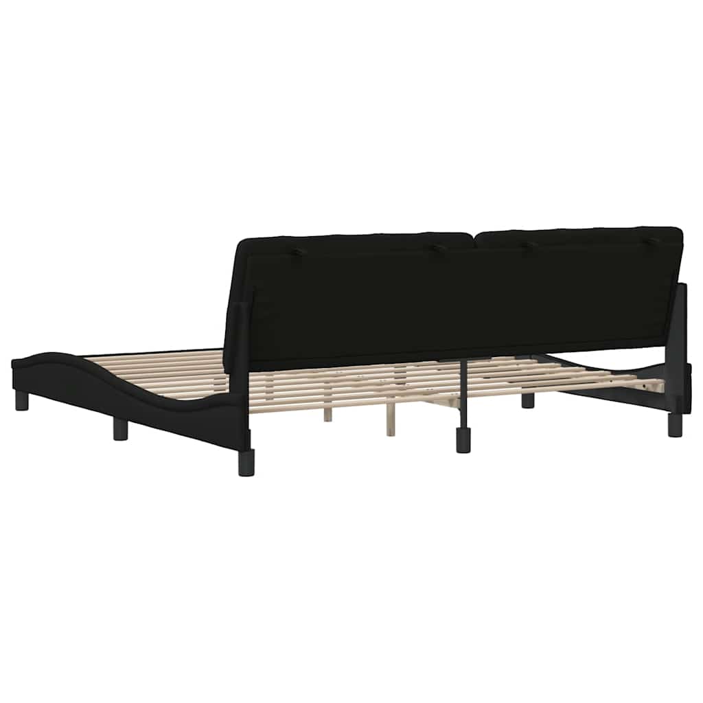 fekete szövet ágykeret matrac nélkül 200 x 200 cm