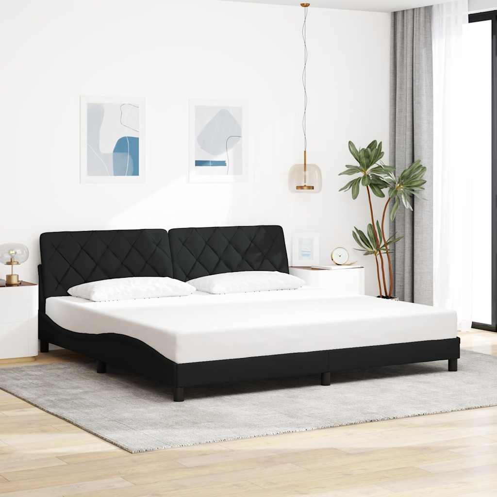 fekete szövet ágykeret matrac nélkül 200 x 200 cm