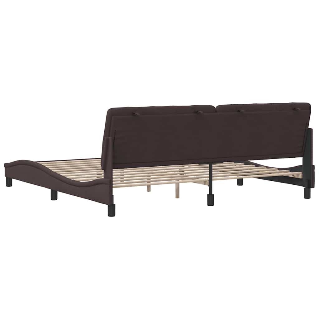 sötétbarna szövet ágykeret matrac nélkül 200 x 200 cm