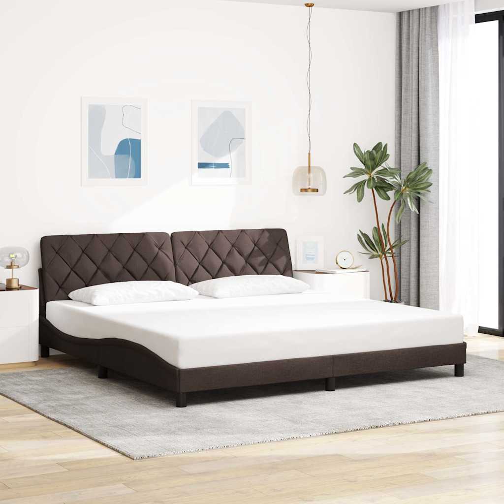 sötétbarna szövet ágykeret matrac nélkül 200 x 200 cm
