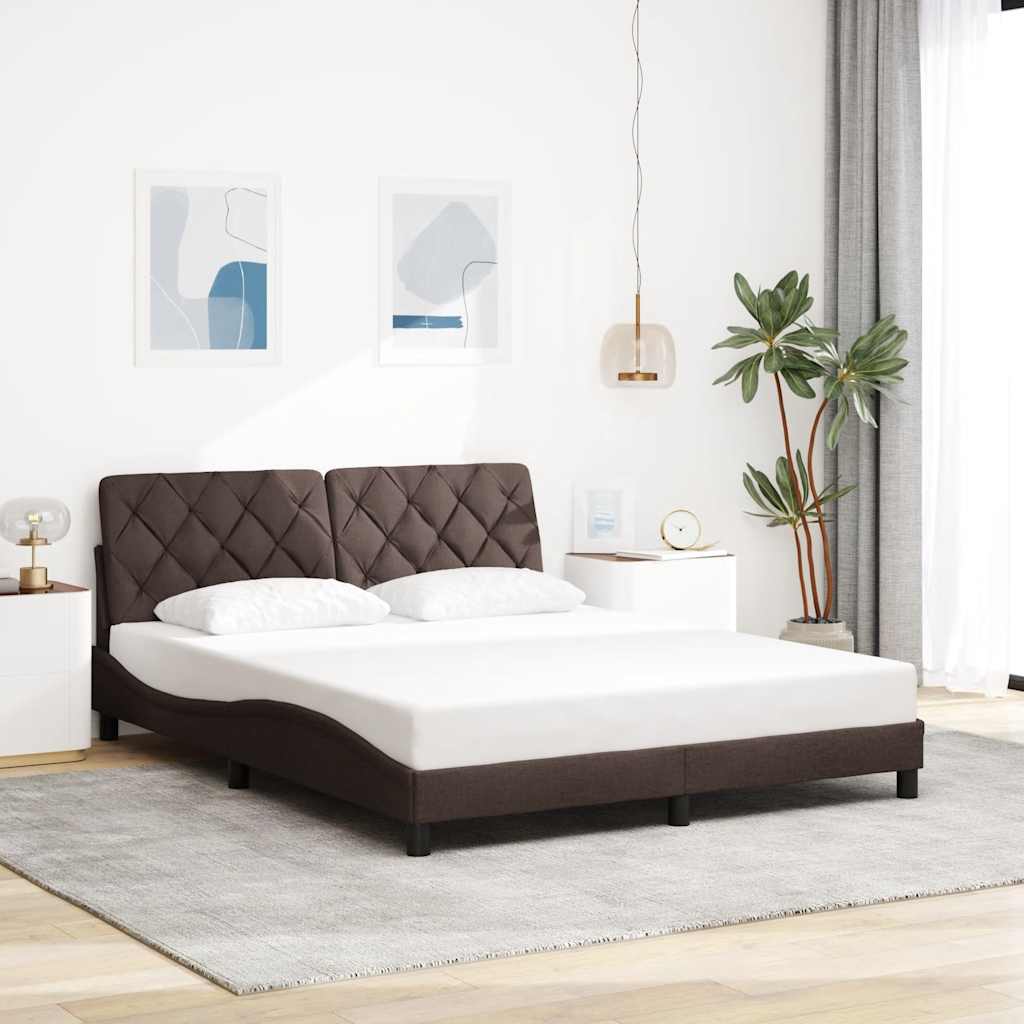 sötétbarna szövet ágykeret LED-es matrac nélkül 160 x 200 cm