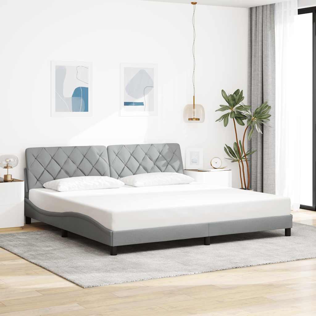 világosszürke szövet ágykeret LED-es matrac nélkül 200 x 200 cm