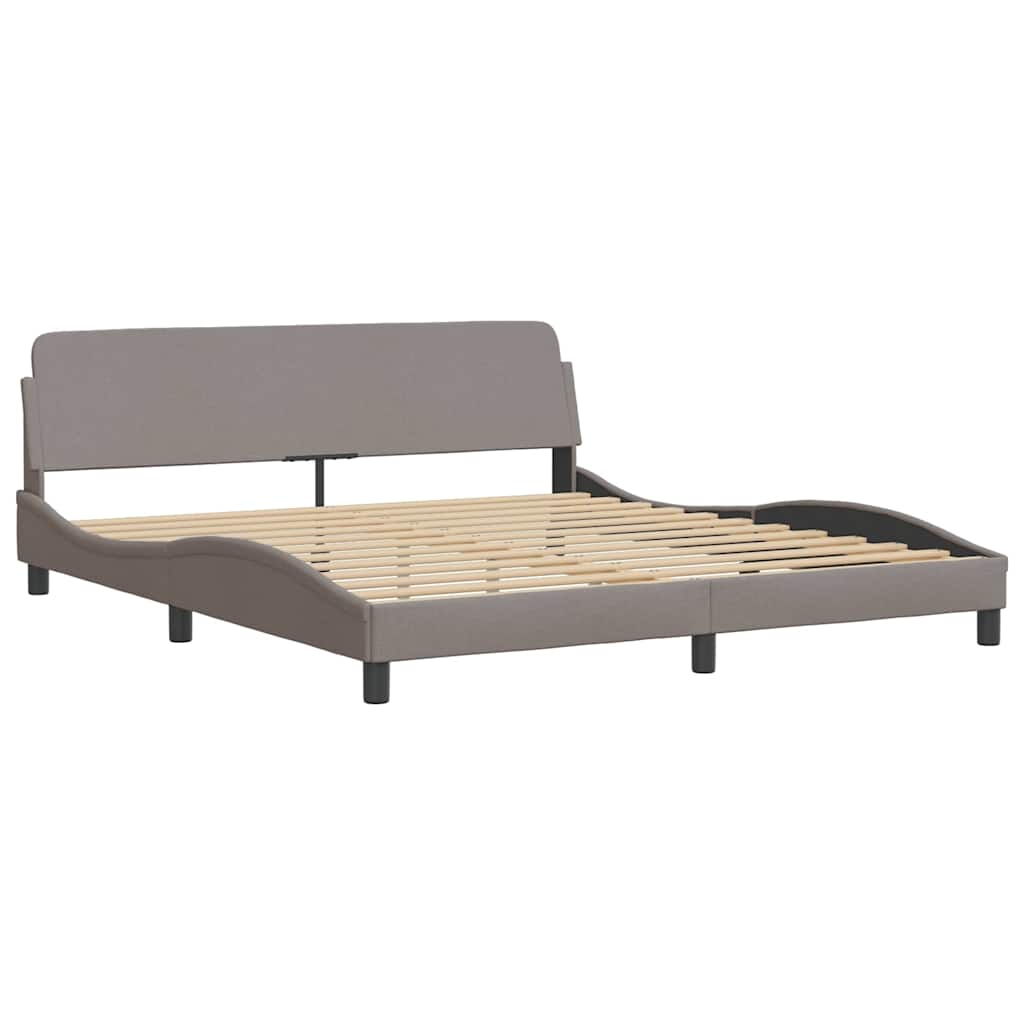 tópszínű szövet ágykeret LED-ekkel matrac nélkül 200 x 200 cm