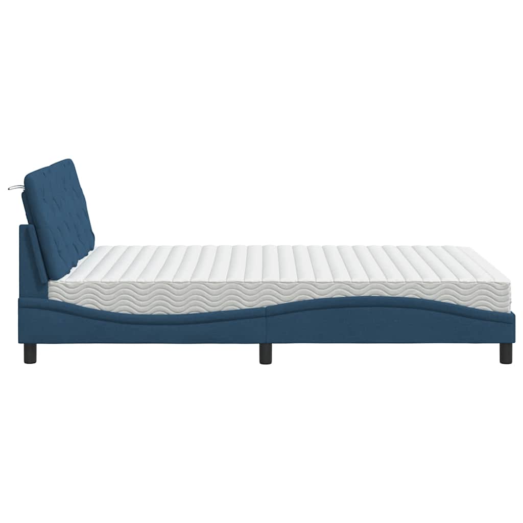 ágy matraccal Kék 140x190 cm szövet