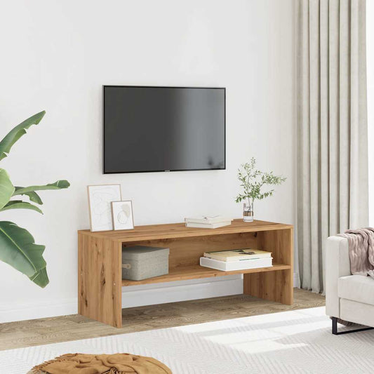 kézműves tölgy színű szerelt fa TV-szekrény 100x40x40 cm