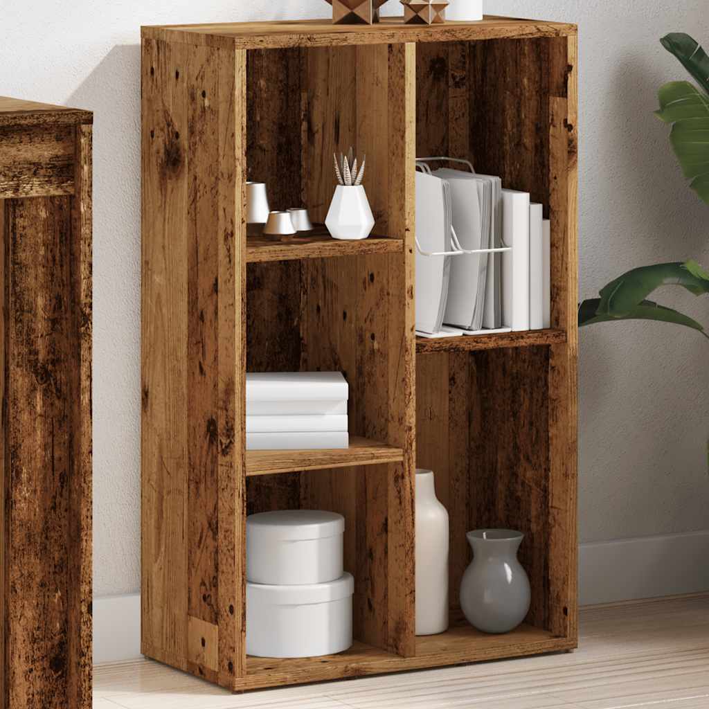 antik fa színű szerelt fa könyvszekrény 50x25x80 cm