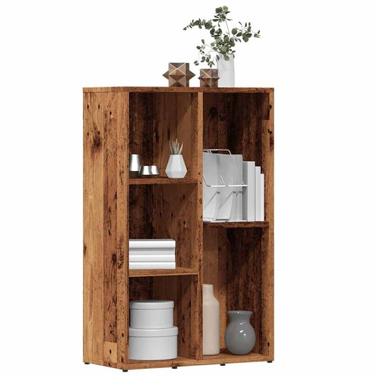antik fa színű szerelt fa könyvszekrény 50x25x80 cm