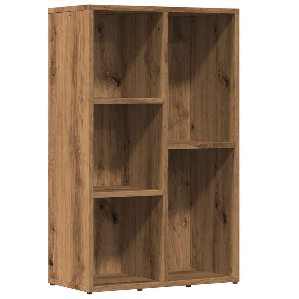 kézműves tölgy színű szerelt fa könyvszekrény 50x25x80 cm