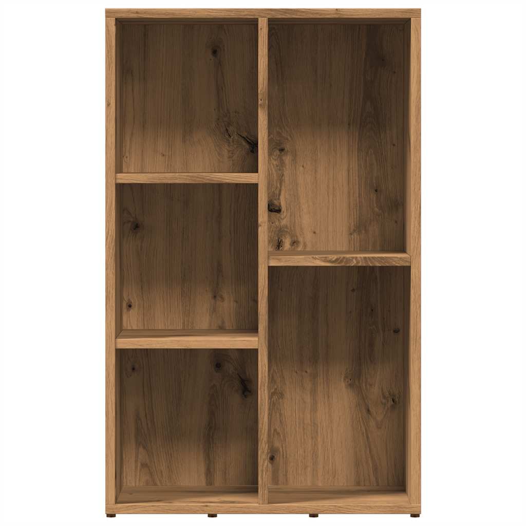 kézműves tölgy színű szerelt fa könyvszekrény 50x25x80 cm
