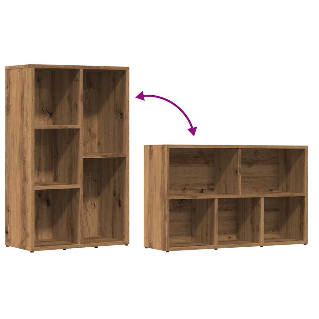 kézműves tölgy színű szerelt fa könyvszekrény 50x25x80 cm