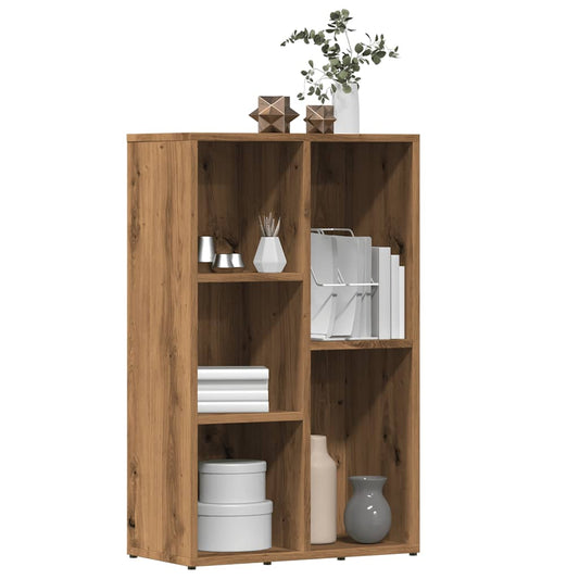 kézműves tölgy színű szerelt fa könyvszekrény 50x25x80 cm