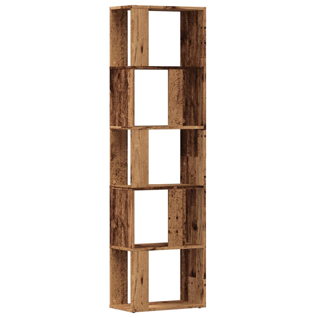 antik fa színű szerelt fa könyvszekrény 45x24x159 cm