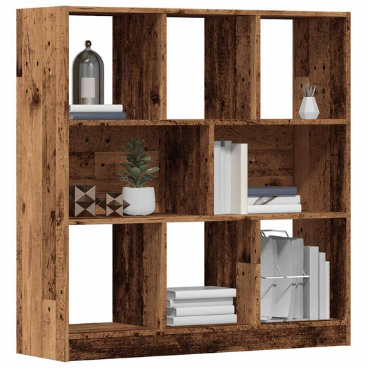 antik fa színű szerelt fa könyvszekrény 97,5 x 29,5 x 100 cm