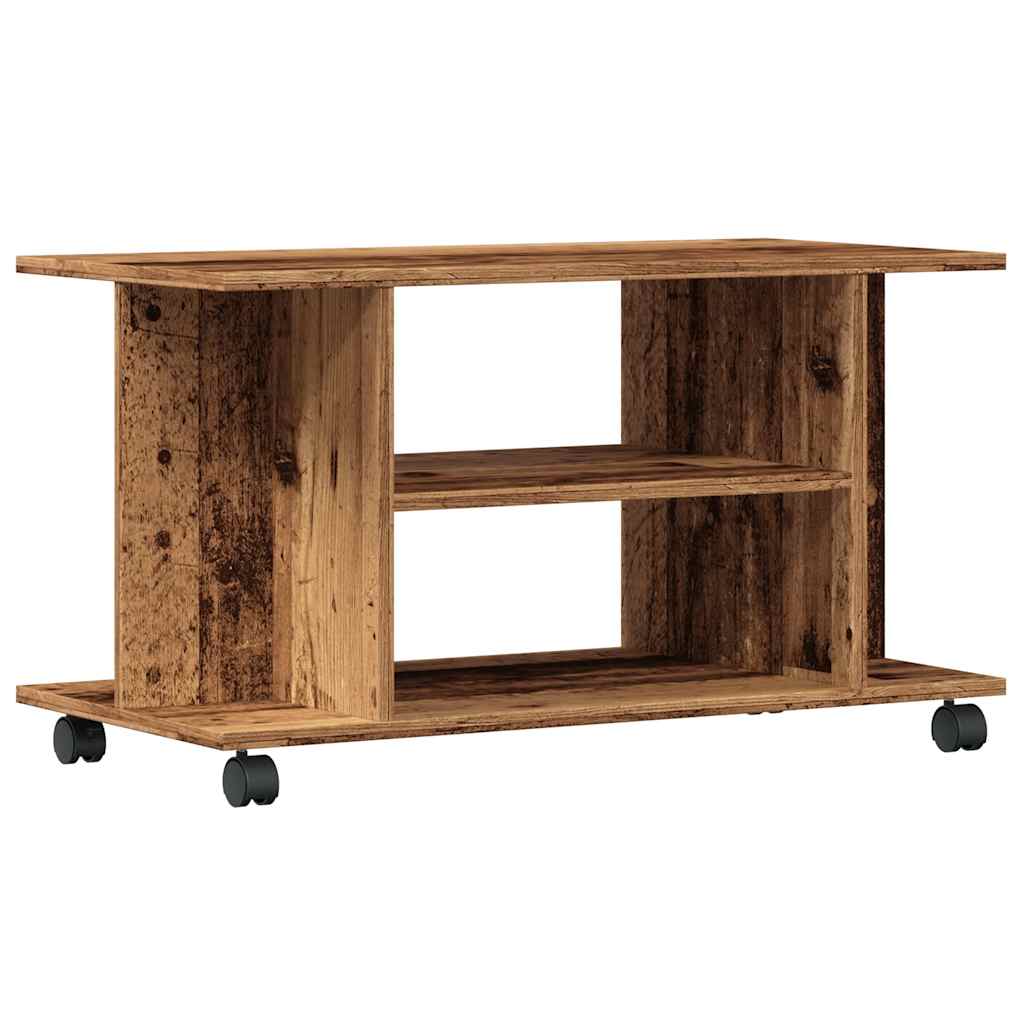 antik fa színű szerelt fa TV-szekrény görgőkkel 80 x 40 x 45 cm