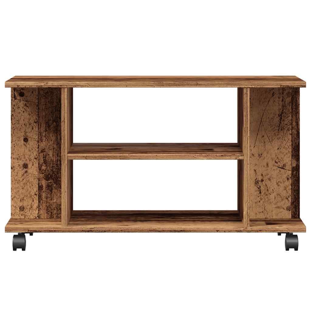 antik fa színű szerelt fa TV-szekrény görgőkkel 80 x 40 x 45 cm