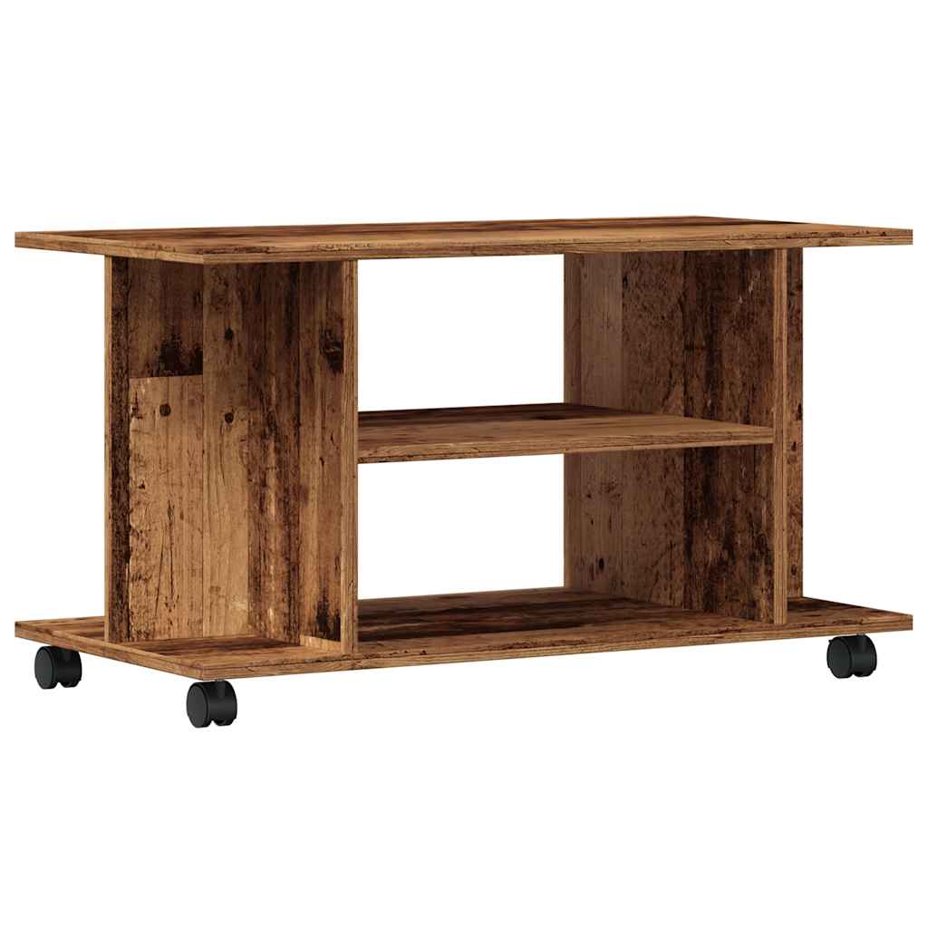 antik fa színű szerelt fa TV-szekrény görgőkkel 80 x 40 x 45 cm