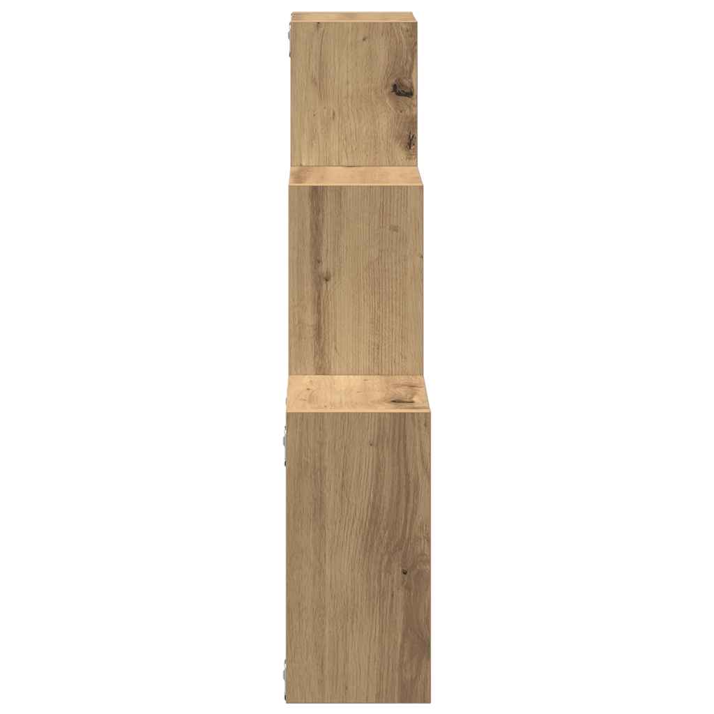 kézműves tölgy színű szerelt fa fali kocka polcok 68x15x68 cm