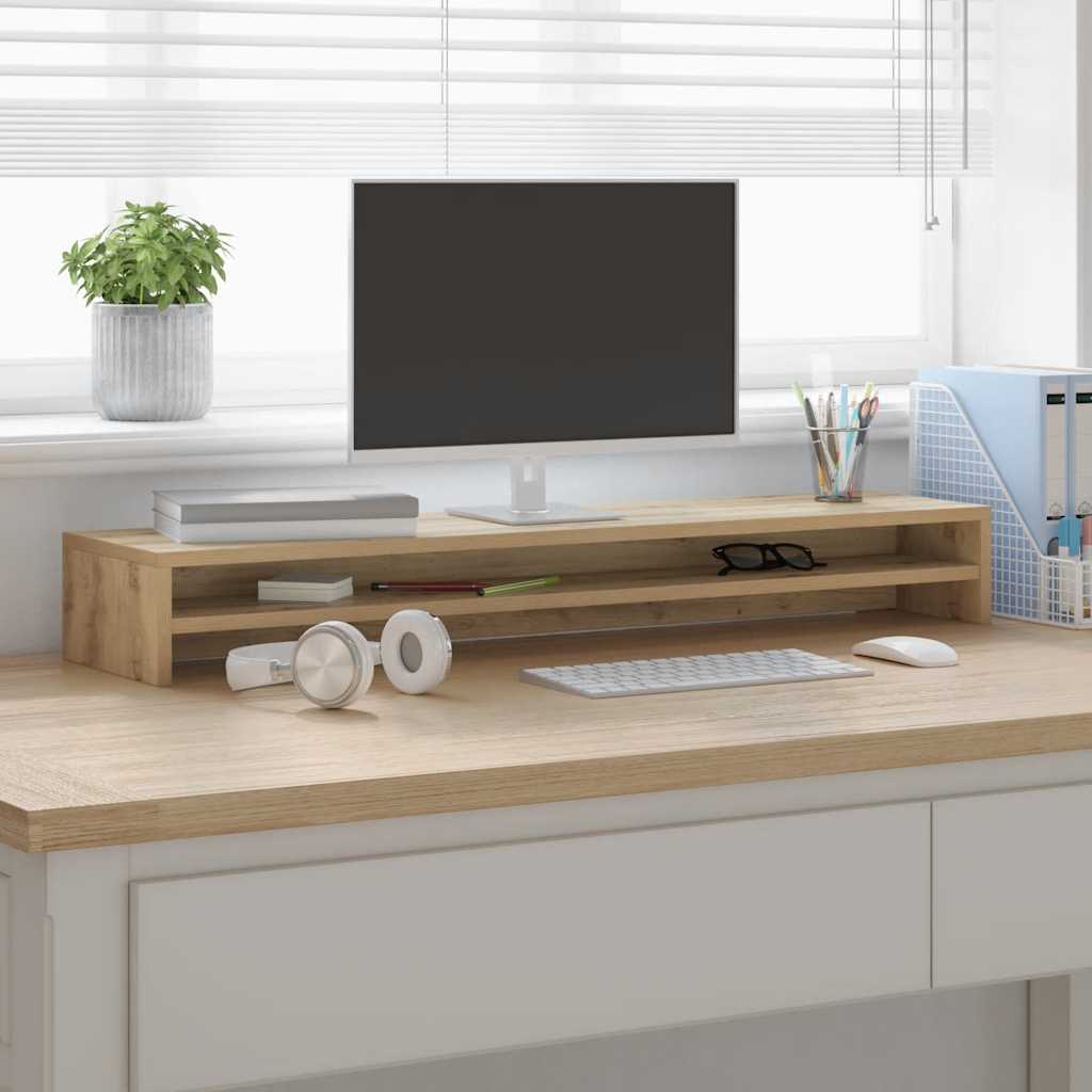 monitorállvány kézműves tölgyfa 100 x 24 x 13 cm redőzött fa