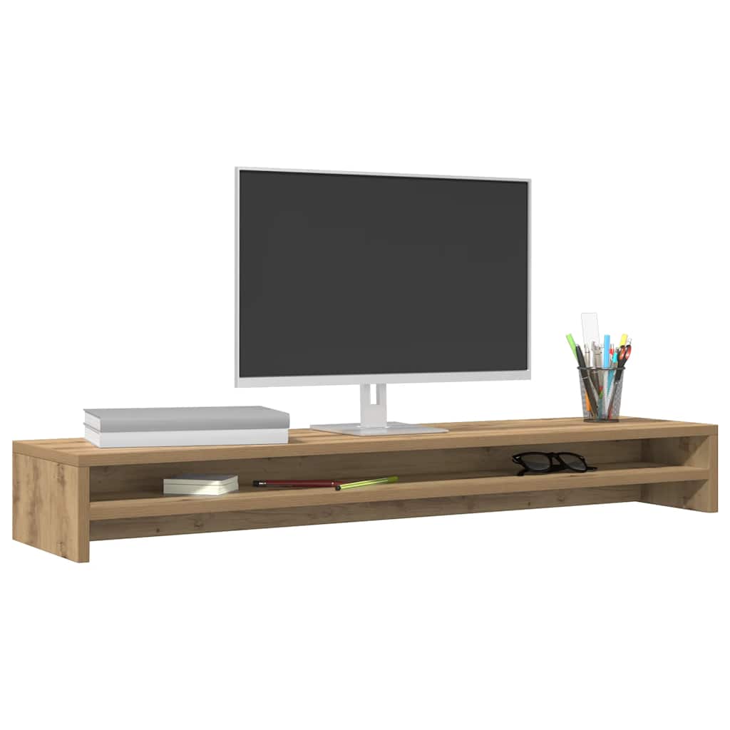 monitorállvány kézműves tölgyfa 100 x 24 x 13 cm redőzött fa