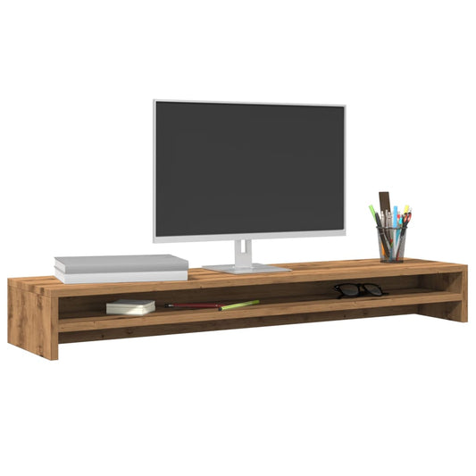 monitorállvány kézműves tölgyfa 100 x 24 x 13 cm redőzött fa