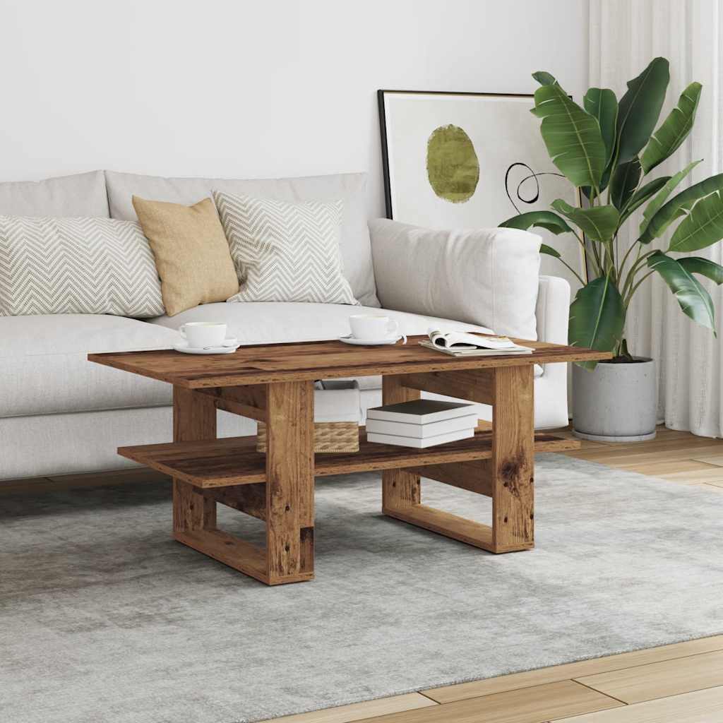 antik fa színű szerelt fa dohányzóasztal 102 x 55 x 42 cm