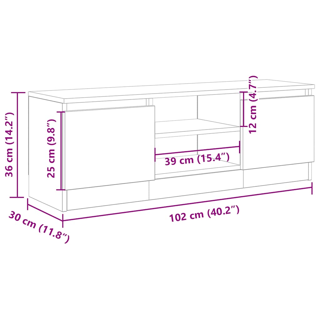 antik fa színű szerelt fa TV-szekrény 102x30x36 cm