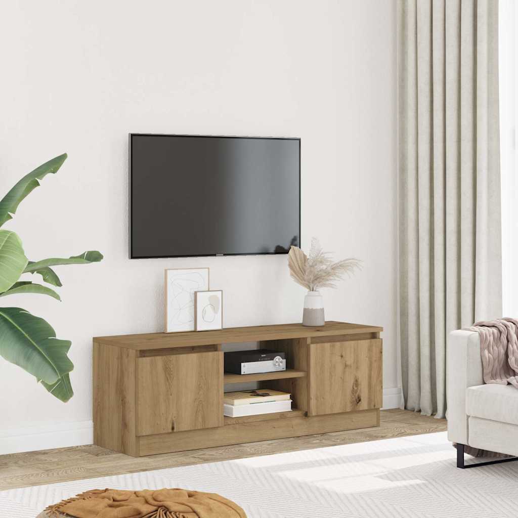 kézműves tölgy színű szerelt fa TV-szekrény 102x30x36 cm