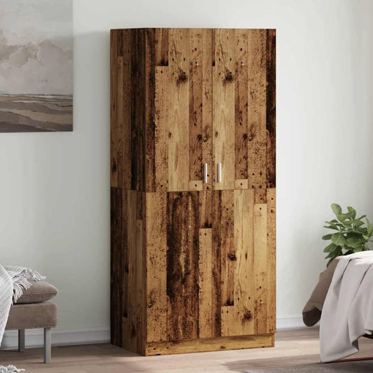 antik fa színű szerelt fa ruhásszekrény 90x52x200 cm