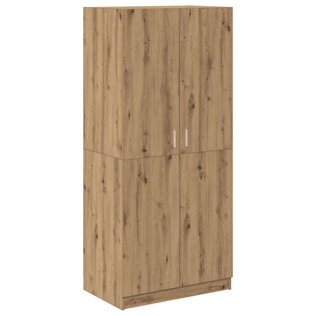 kézműves tölgy színű szerelt fa ruhásszekrény 90x52x200 cm