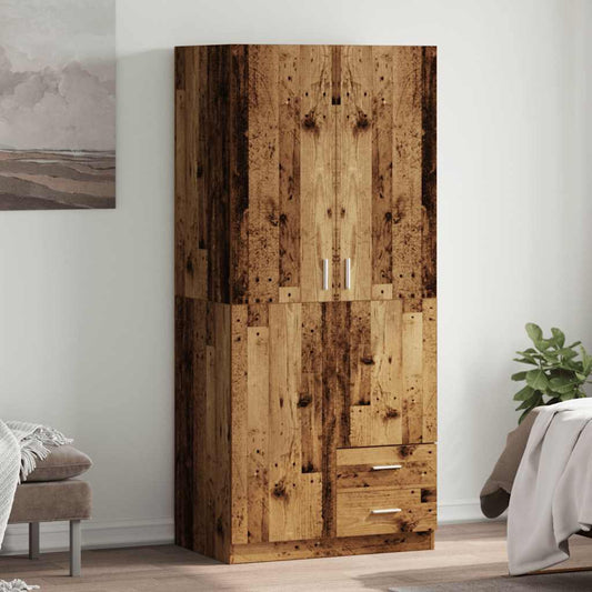 antik fa színű szerelt fa ruhásszekrény 80x52x180 cm