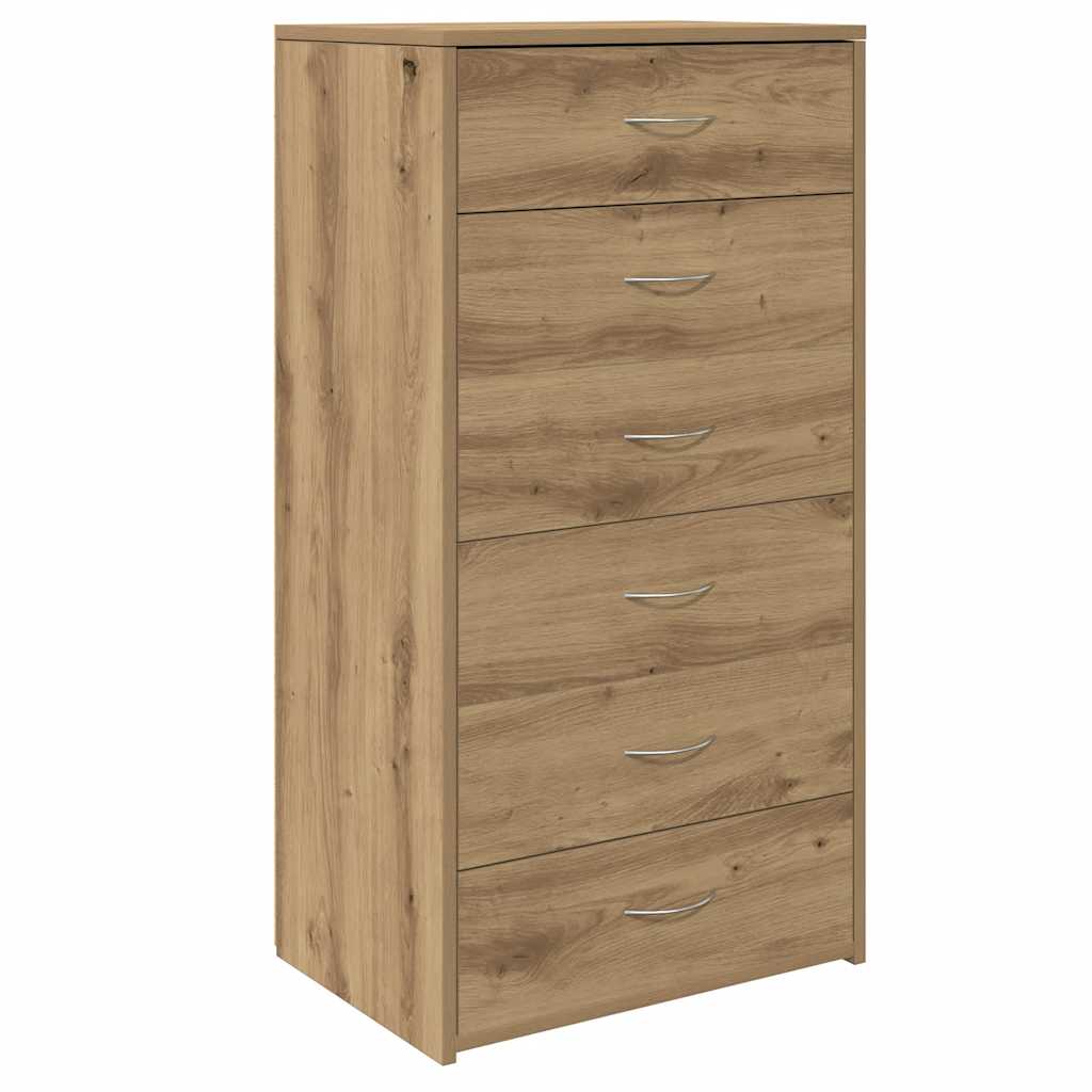 tálalószekrény 6 fiókkal Kézműves tölgy 50x34x96 cm műszaki fa