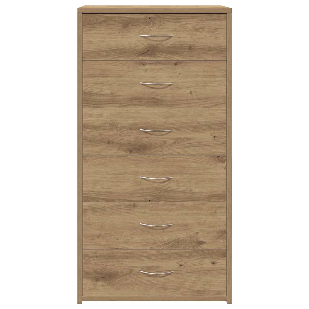 tálalószekrény 6 fiókkal Kézműves tölgy 50x34x96 cm műszaki fa