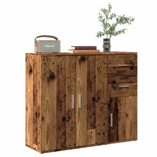 antik fa színű szerelt fa tálalószekrény 91 x 29,5 x 75 cm