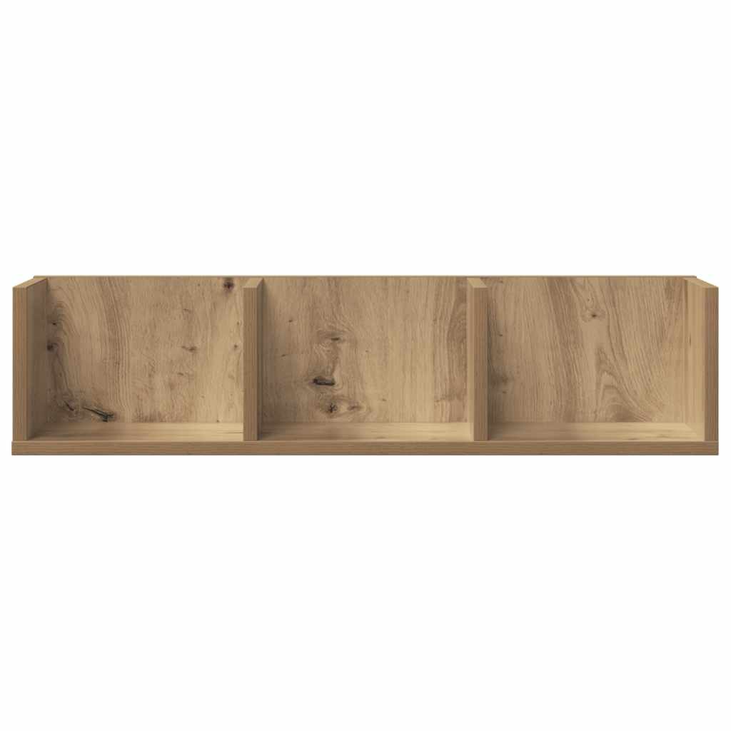 kézműves tölgy színű szerelt fa CD-tartó fali polc 75x18x18 cm