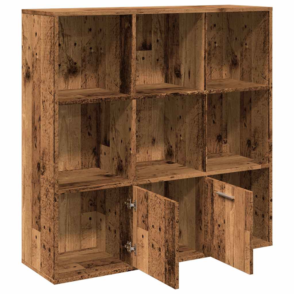 antik fa színű szerelt fa könyvszekrény 98 x 29 x 97,5 cm
